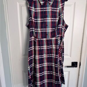 Torrid Navy and Red Plaid Midi Dress